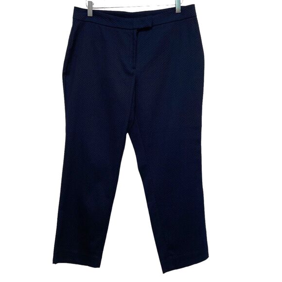 NWT Anne Klein Academia Navy Textured Cotton Ankle Dress Pants Women's Size 8 - Picture 1 of 8